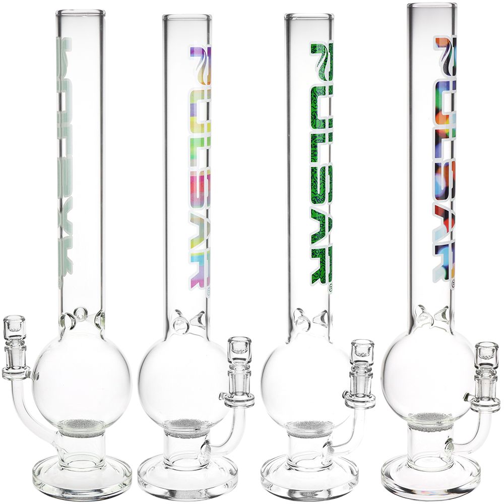 Pulsar Round Ball Glass Water Pipe - 12" / 14mm F / Clear